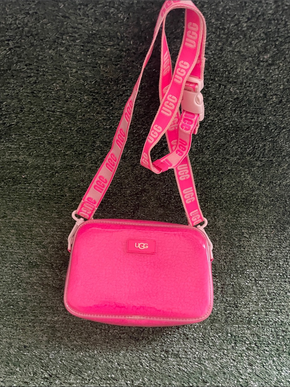 UGG Bright Pink Crossbody Bag with Branded Strap